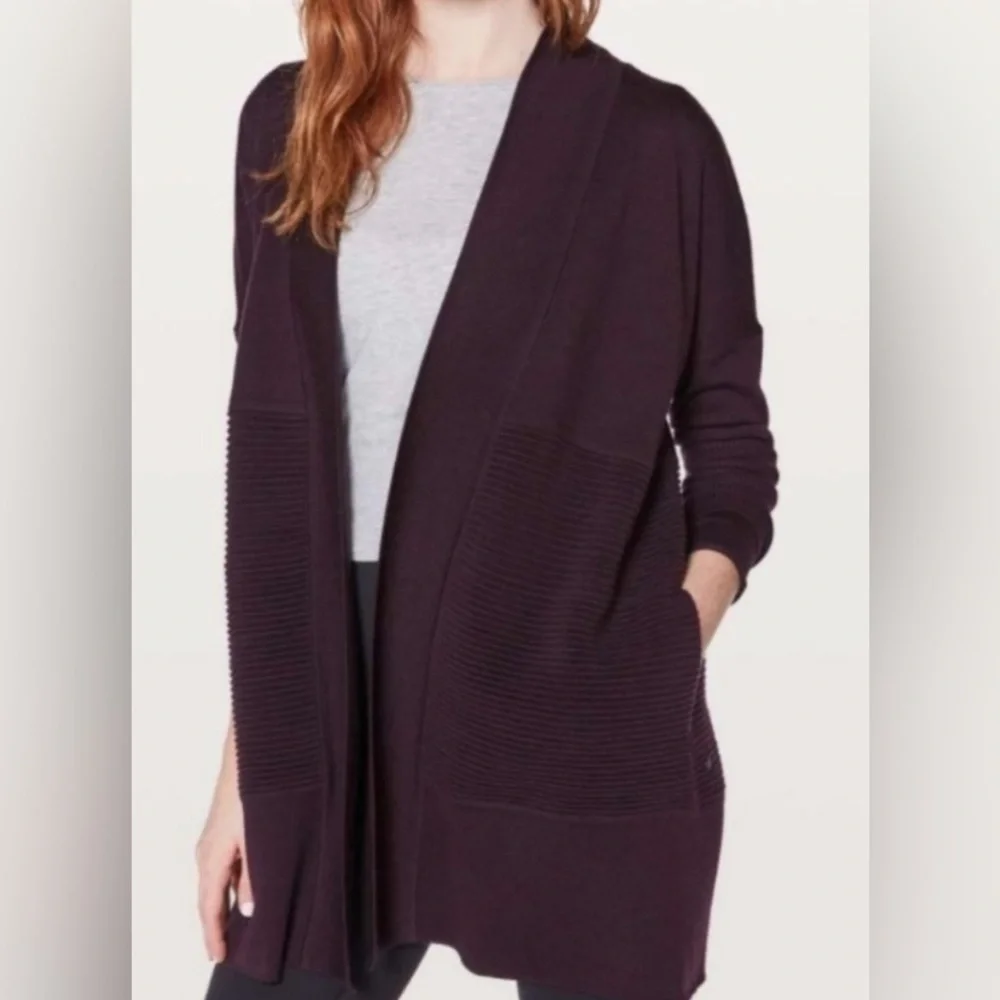 Lululemon Sit In Lotus Merino Wool Wrap Cardigan Sweater Size Medium
